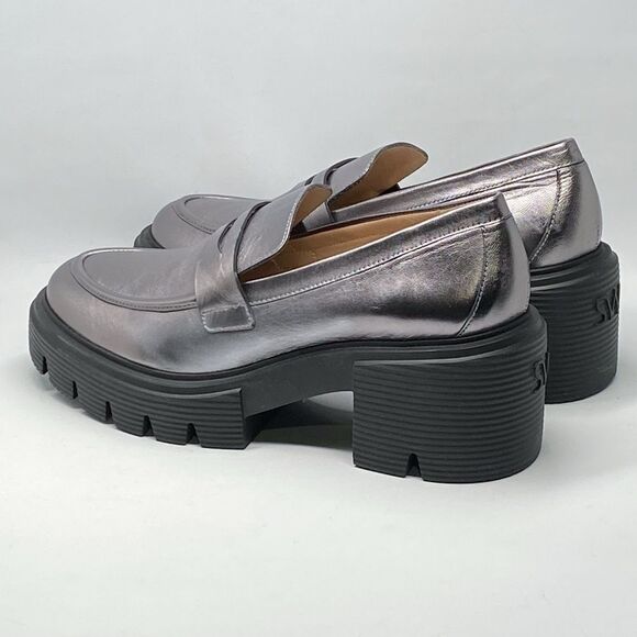 Stuart Weitzman Metallic Leather Lug-Sole Loafers size 8.5 - Picture 7 of 12